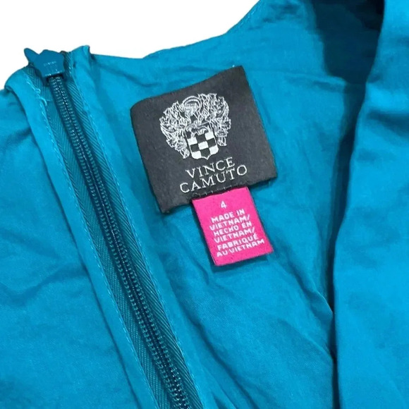 Vince Camuto Turquoise Ruffle Sleeve Tiered Cotton Dress 4 - Picture 4 of 5